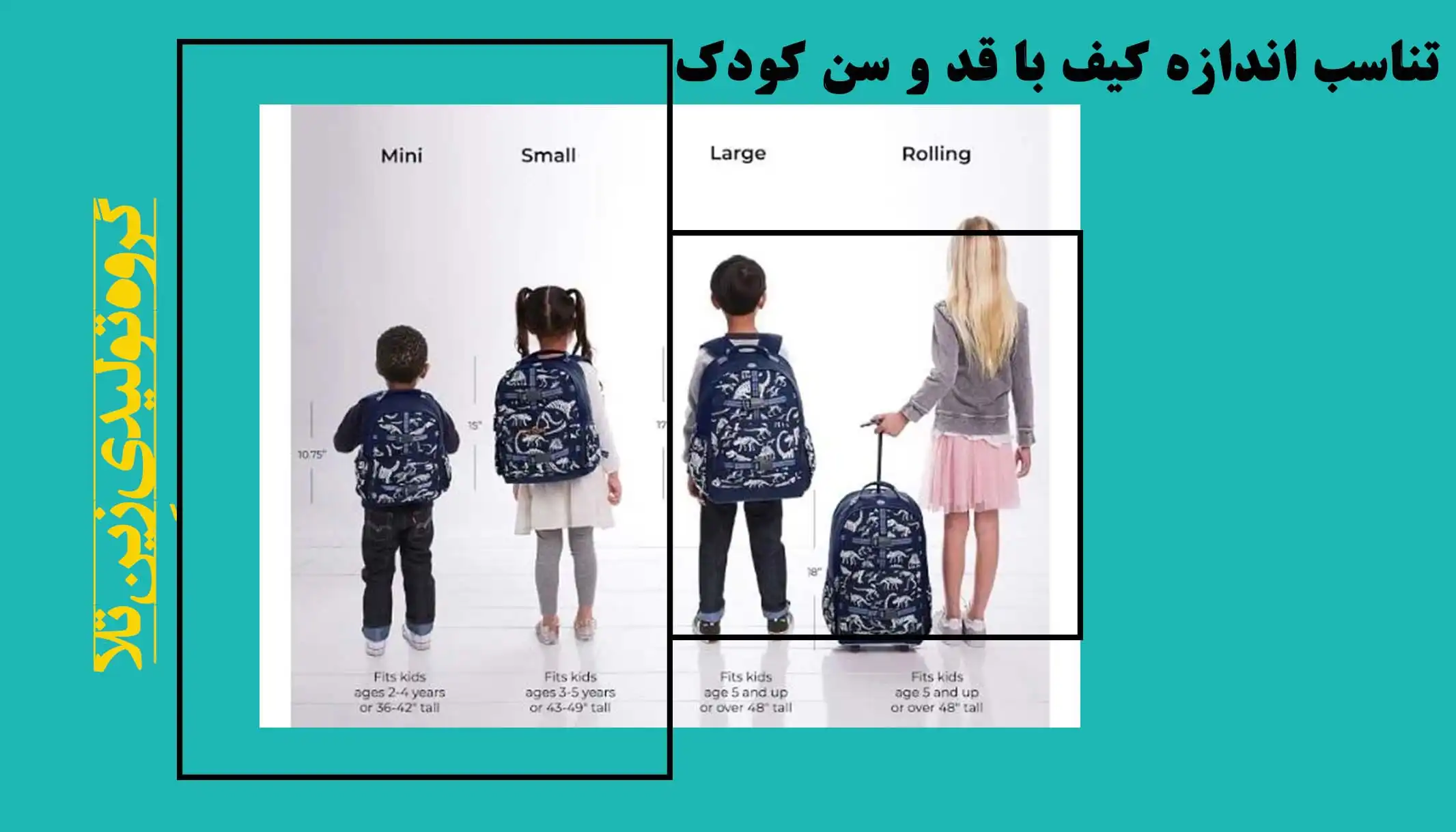 تناسب اندازه کیف با قد و سن کودک