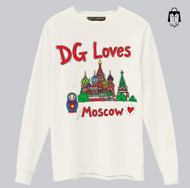 تیشرت آستین دار سفید DG Loves Moscow