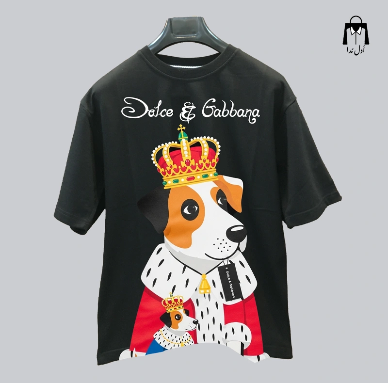 تیشرت مشکی طرح سگ پادشاه Dolce & Gabbana