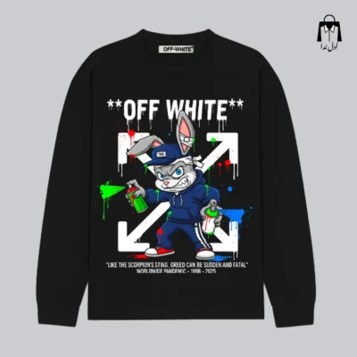 تیشرت زمستانی طرح خرگوش گرافیتی Off-White