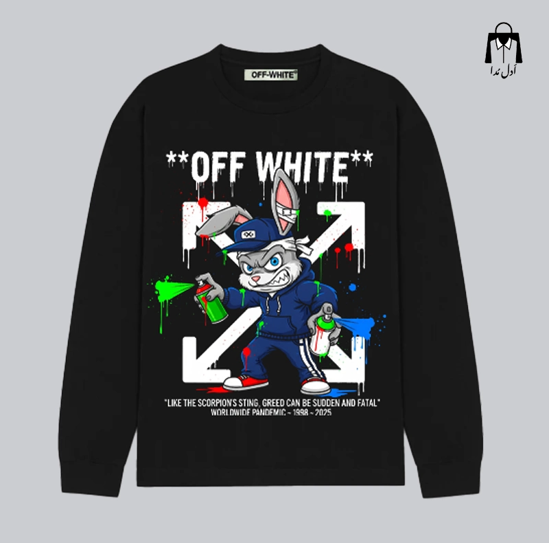 تیشرت زمستانی طرح خرگوش گرافیتی Off-White