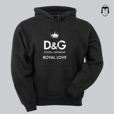 هودی کلاه‌دار مشکی DG طرح Royal Love
