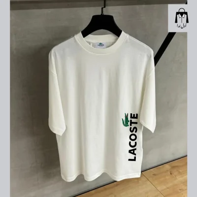 تیشرت Lacoste سفید یقه گرد اورجینال وارداتی