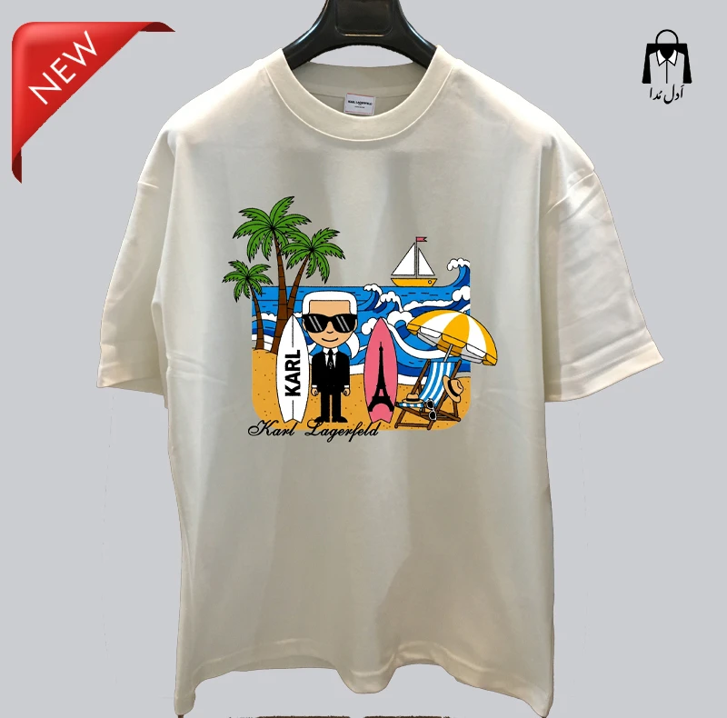 تیشرت سفید کارل لاگرفلد طرح کارل در ساحل اورجینال (Karl on the Beach) تیشرت سفید کارل لاگرفلد طرح کارل در ساحل (Karl on the Beach)